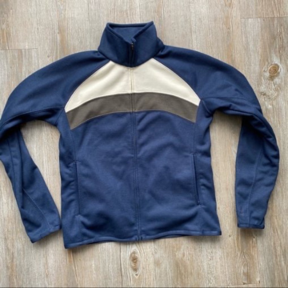 MEC Vintage | Made in Canada Women's Navy Ivory Grey Jacket Sweater - Sm…